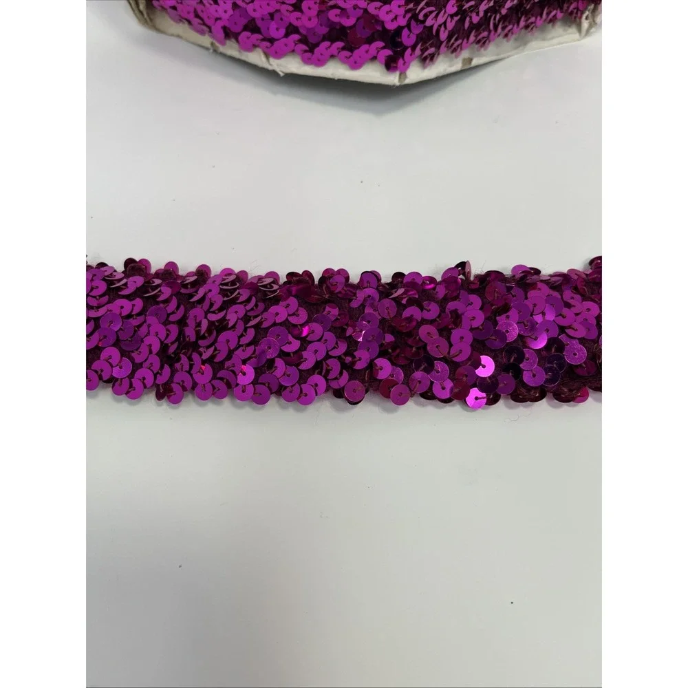 STRETCH SEQUIN TRIM‎ FUCHSIA Approximately 40 YARDS LENGTH WIDTH 1.5 INCH Shinny